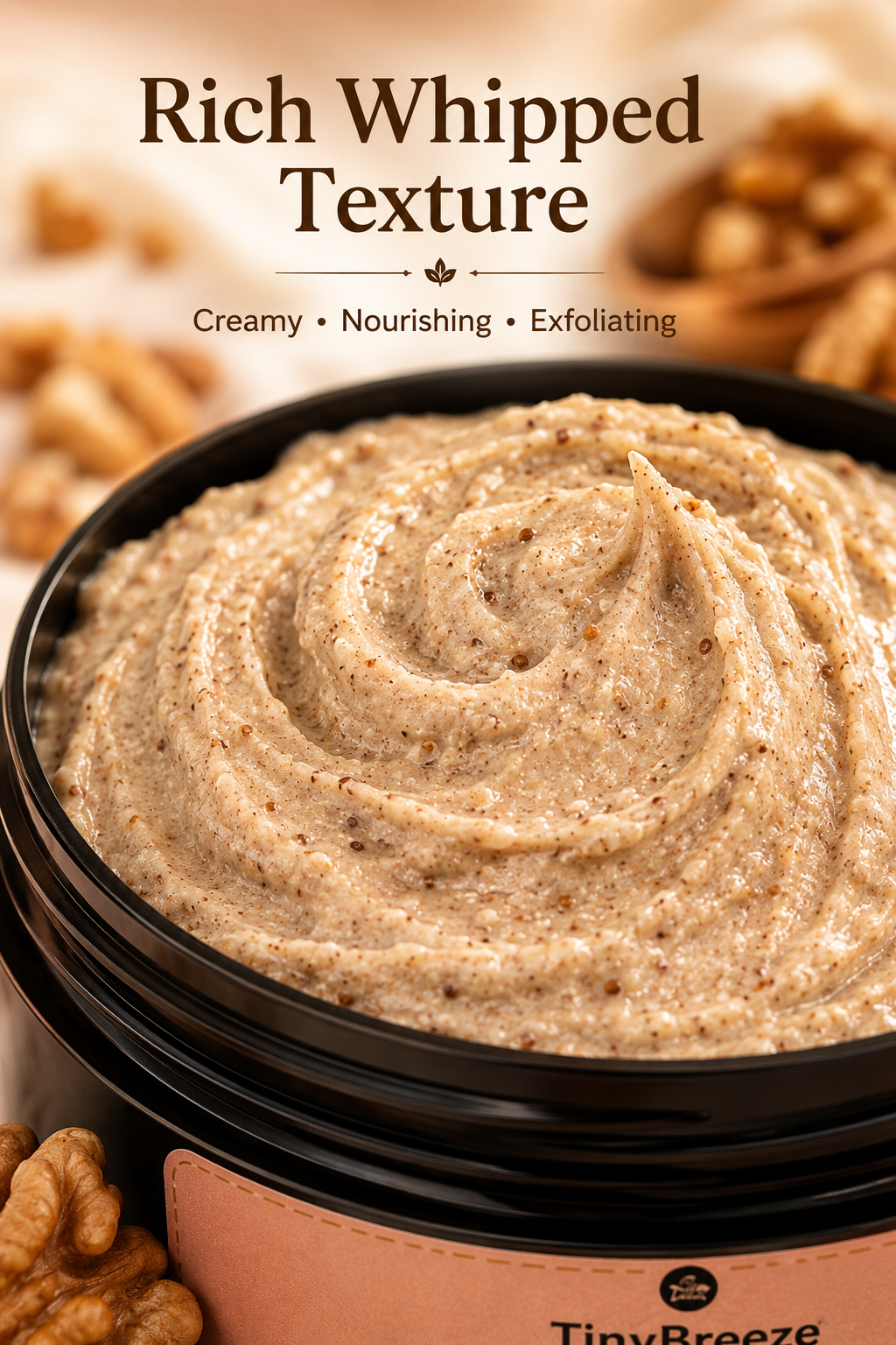 TinyBreeze Walnut Scrub Whipped Bath Butter - 200gm  | Deep Cleansing & Exfoliating Body Scrub | With Cold Pressed Walnut Oil