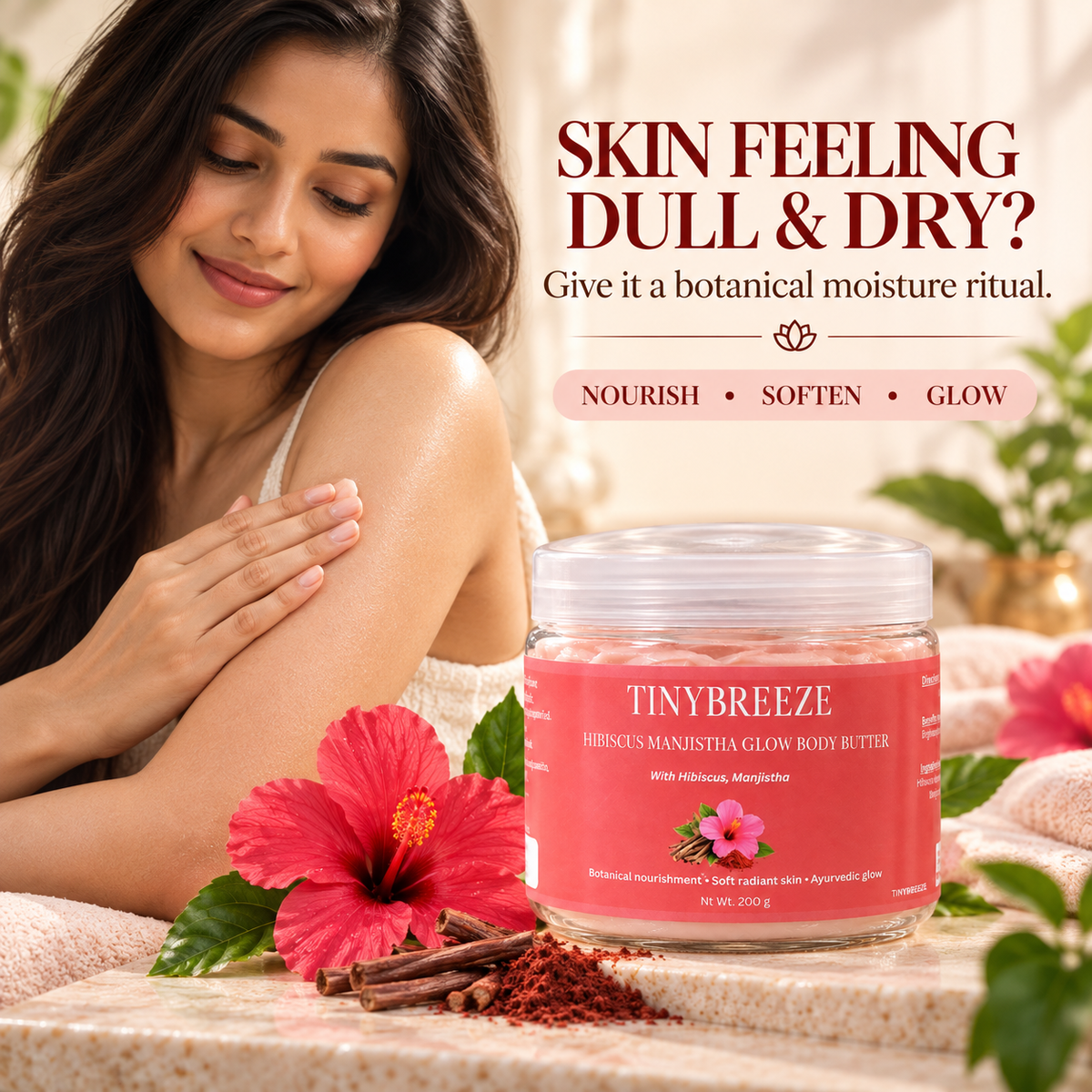 Hibiscus Manjistha Glow Body Butter – Deep Nourishment & Soft Radiant Skin | 200 g