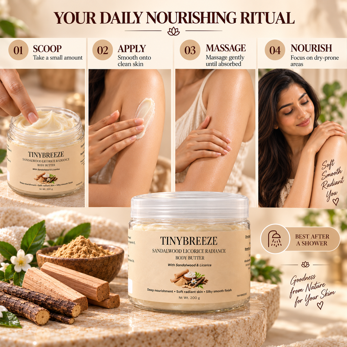 Sandalwood Licorice Radiance Body Butter – Deep Nourishment & Soft Skin | 200 g