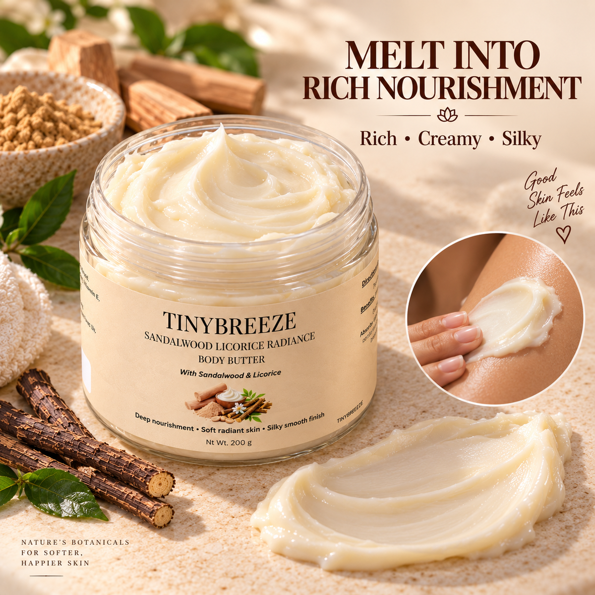 Sandalwood Licorice Radiance Body Butter – Deep Nourishment & Soft Skin | 200 g