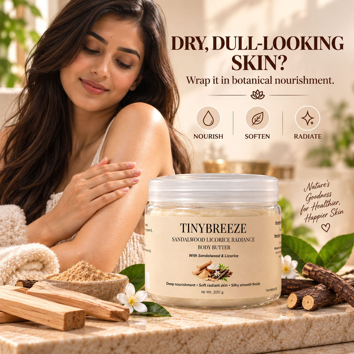 Sandalwood Licorice Radiance Body Butter – Deep Nourishment & Soft Skin | 200 g