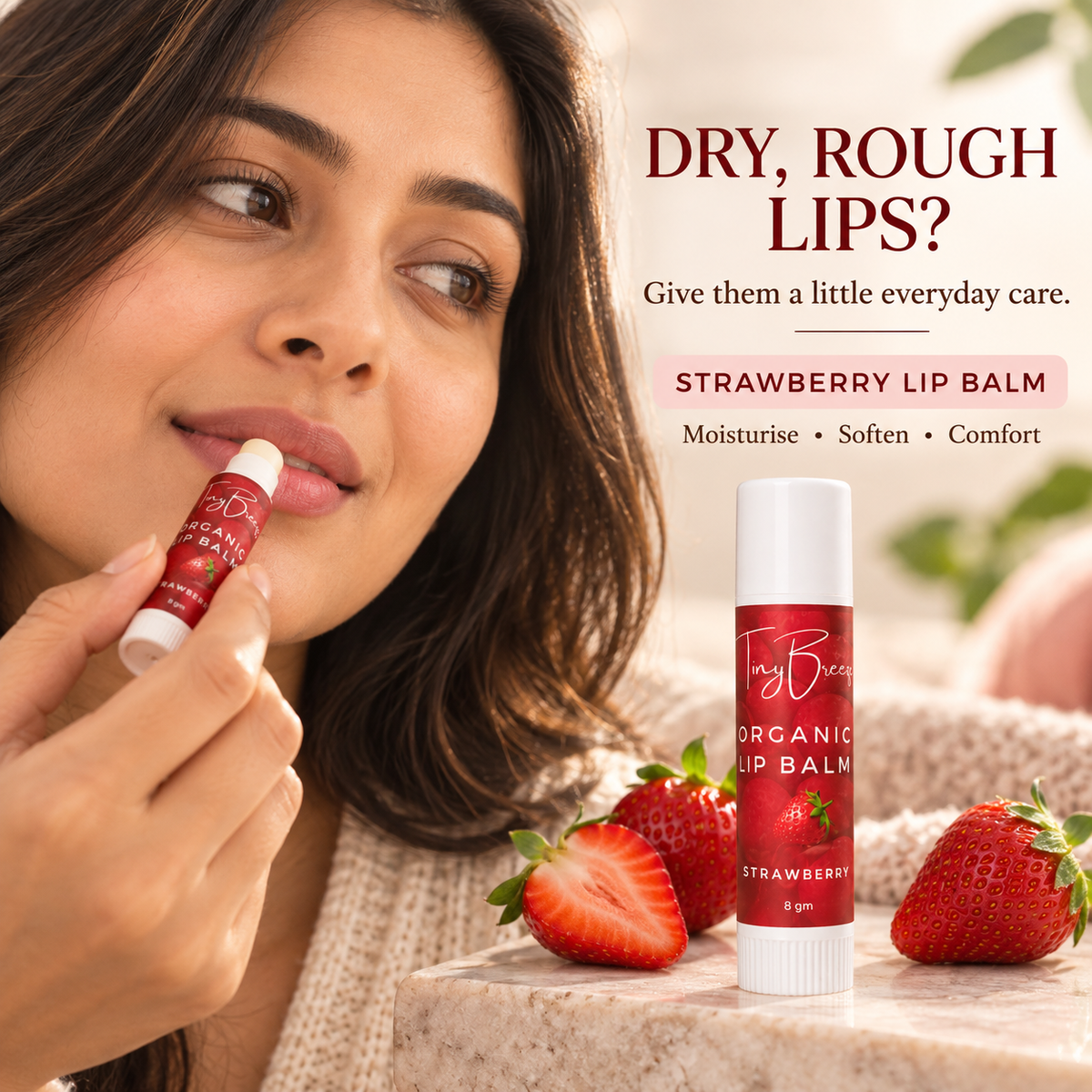 Strawberry Lip Balm – Moisturising & Nourishing Lip Care | 5 g
