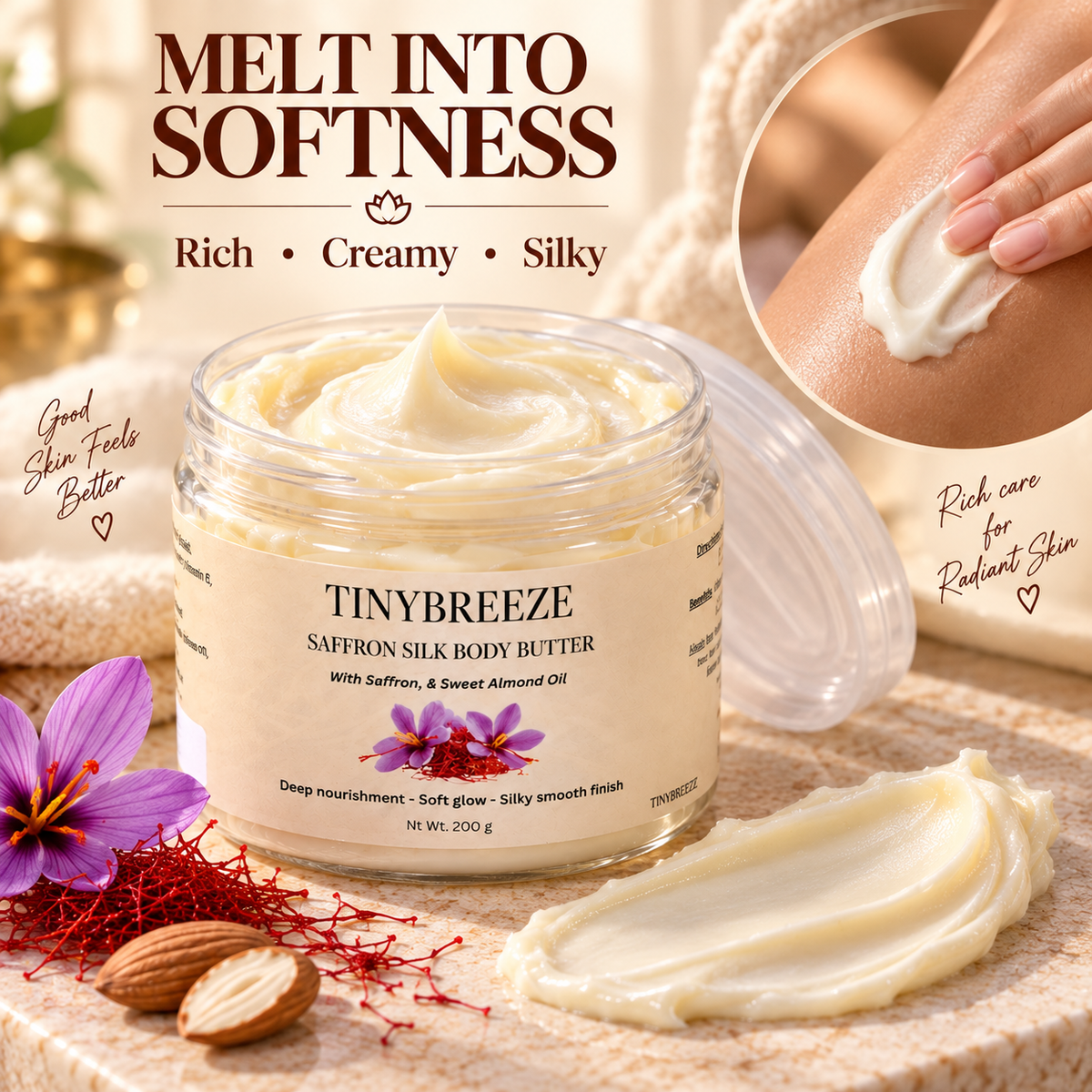Saffron Silk Body Butter – Deep Nourishment & Soft Glow | 200 g