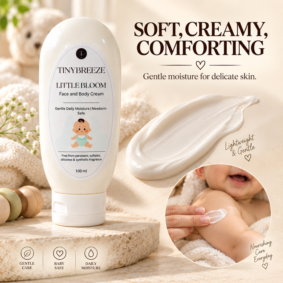 Little Bloom Baby Face & Body Cream – Gentle Daily Moisturizer | 100 ml
