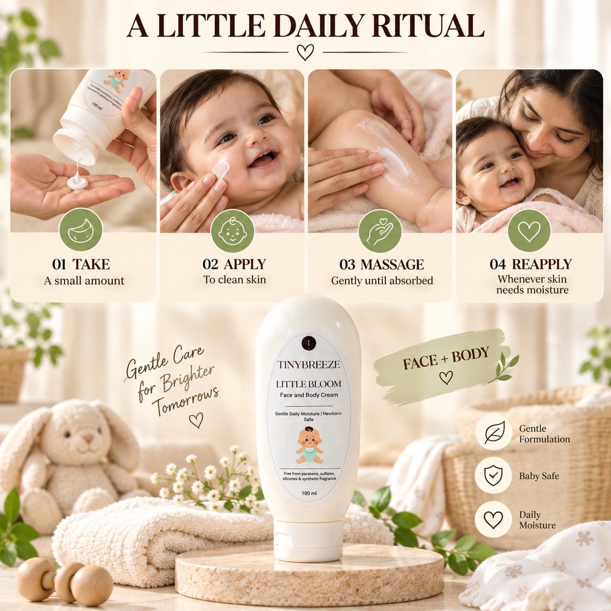 Little Bloom Baby Face & Body Cream – Gentle Daily Moisturizer | 100 ml