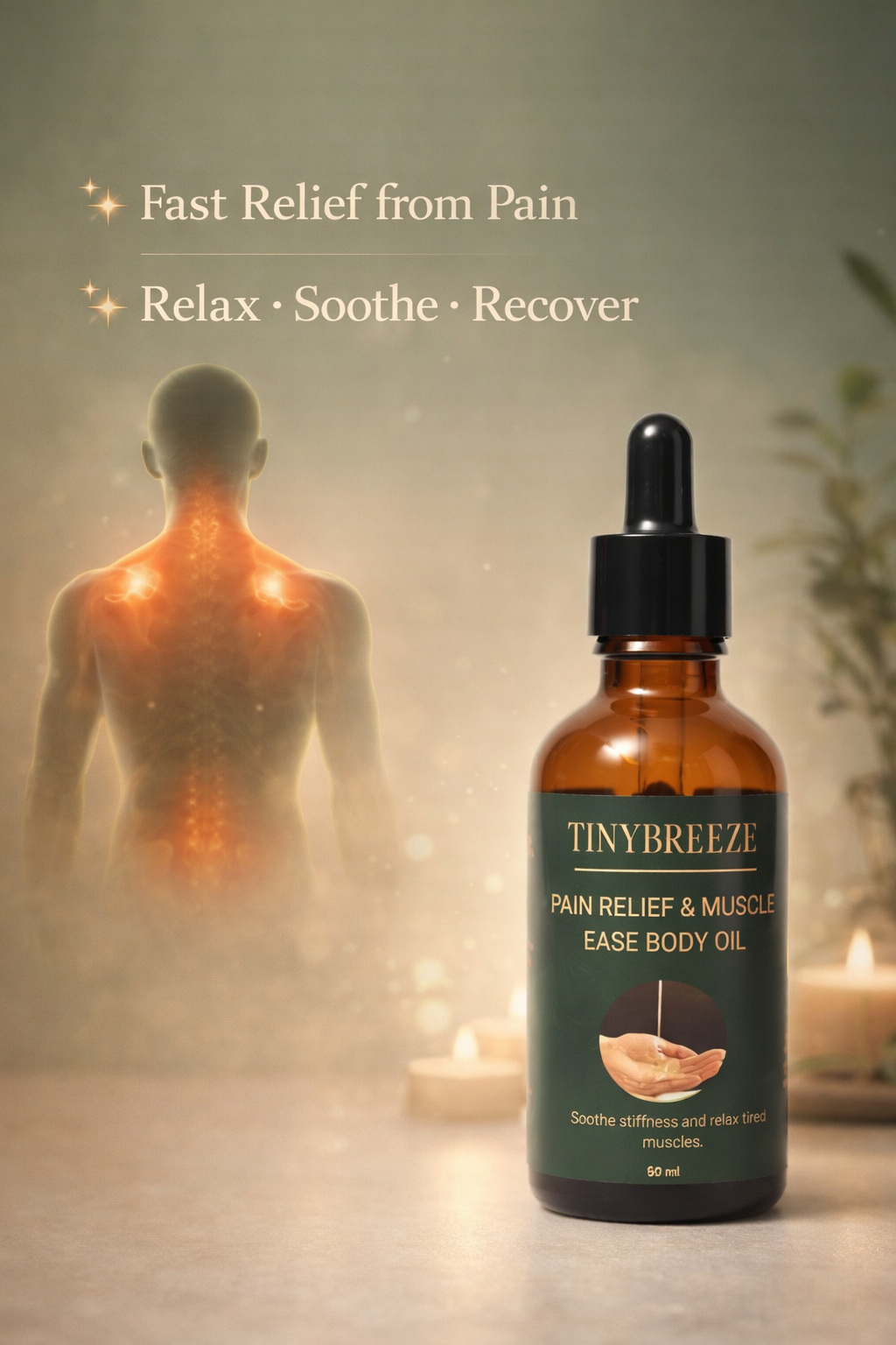 Pain Relief & Muscle Ease Body Oil | Natural Muscle Relaxing Massage Oil | Herbal Body Oil 50 ml