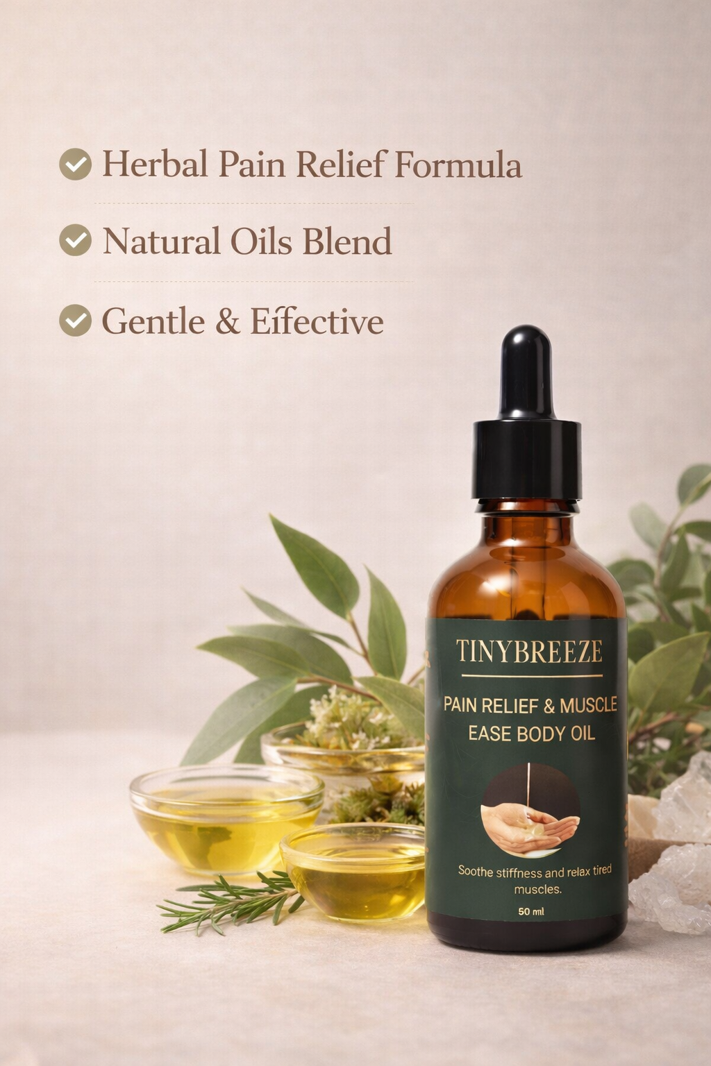 Pain Relief & Muscle Ease Body Oil | Natural Muscle Relaxing Massage Oil | Herbal Body Oil 50 ml