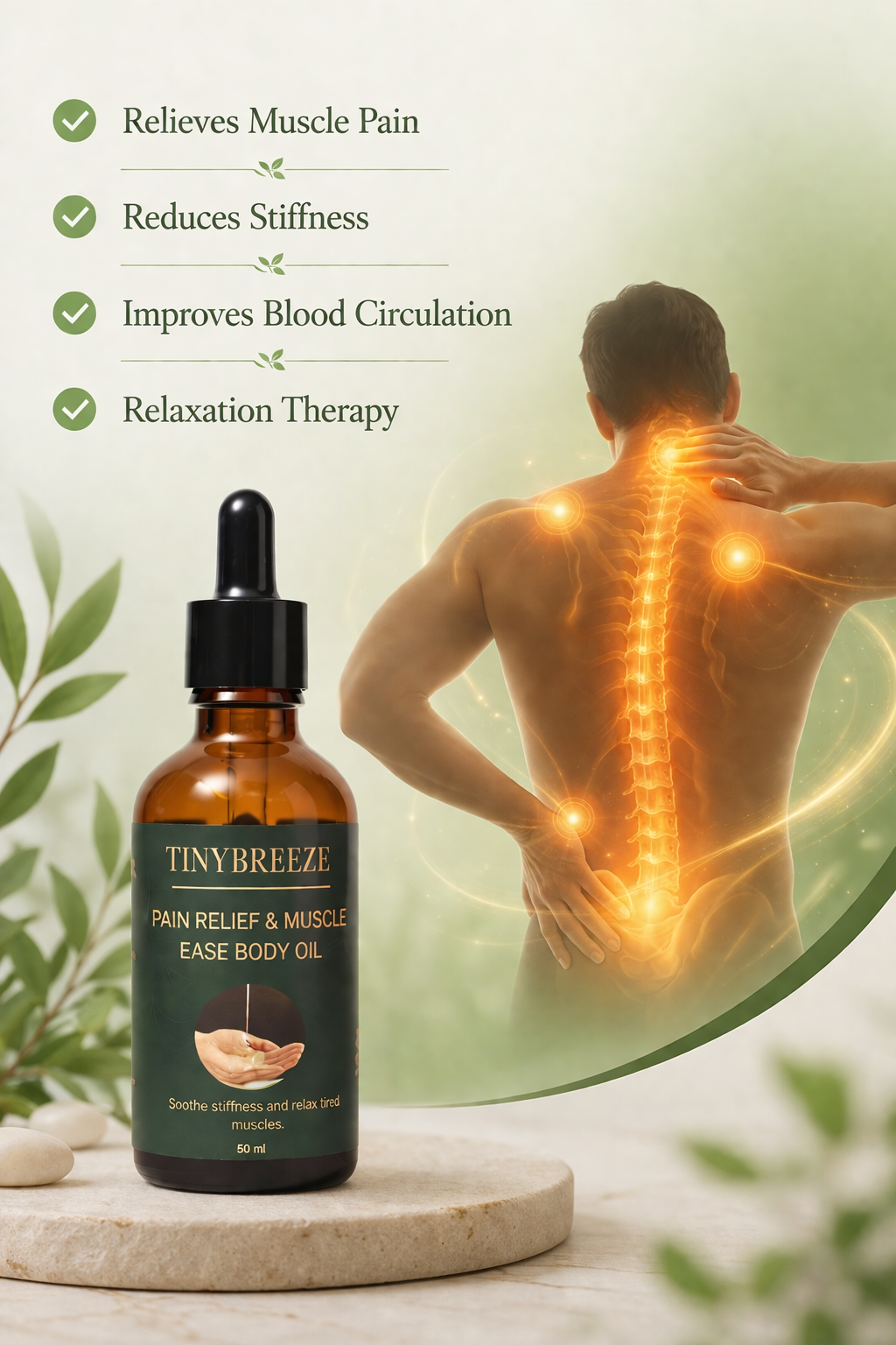 Pain Relief & Muscle Ease Body Oil | Natural Muscle Relaxing Massage Oil | Herbal Body Oil 50 ml