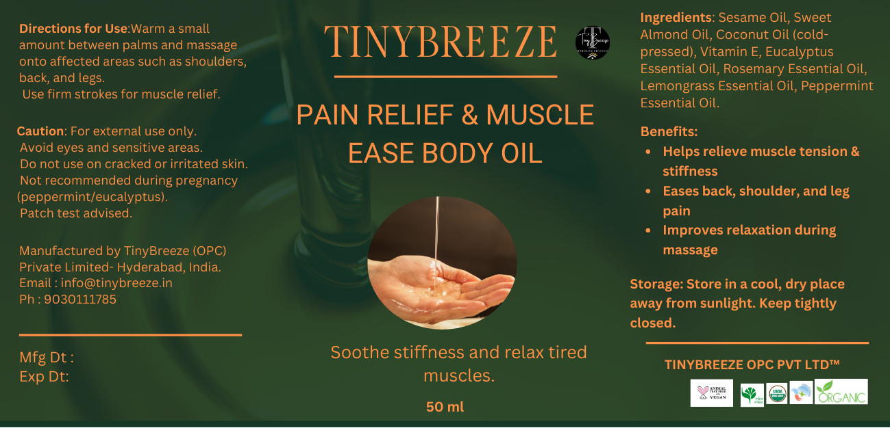 Pain Relief & Muscle Ease Body Oil | Natural Muscle Relaxing Massage Oil | Herbal Body Oil 50 ml