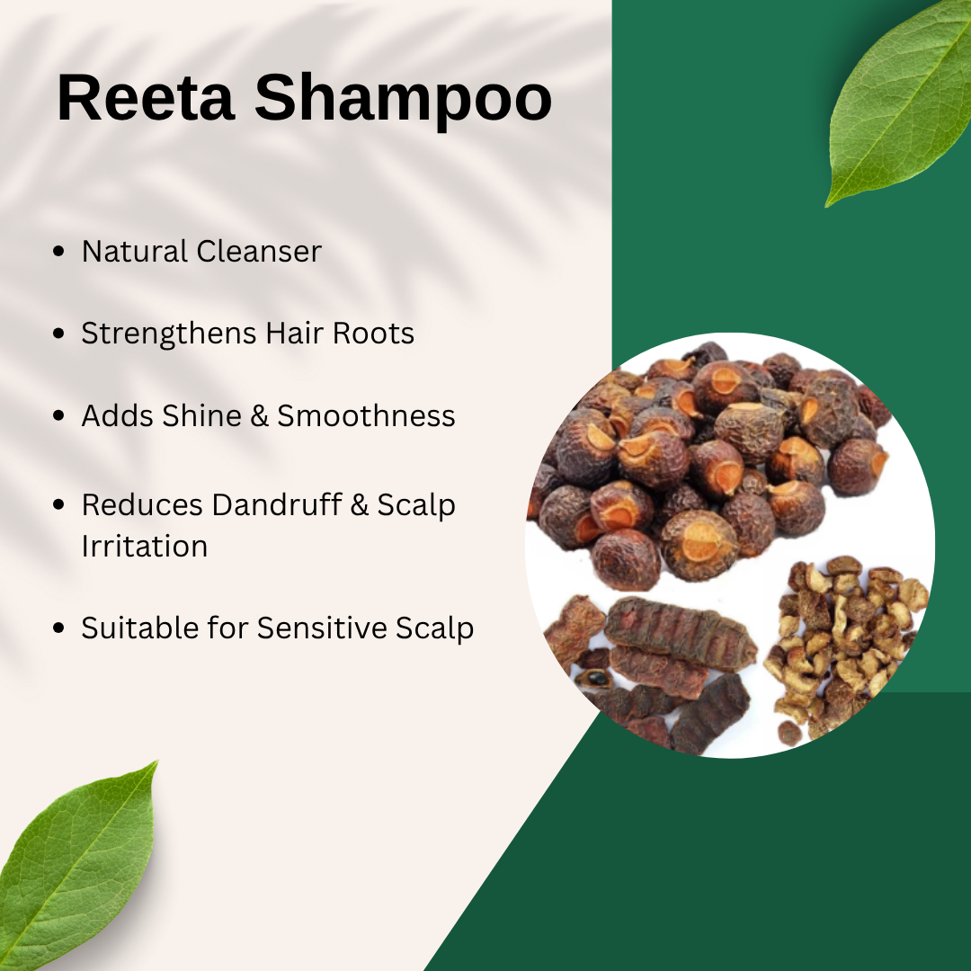 Reetha Natural Hair Shampoo, 200 ml, For Thick and Black Hair, All Hair Types