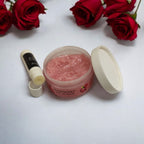 Raspberry Lip Care Set, Lip Scrub with Shea Butter and Cocoa Butter, Lip Balm