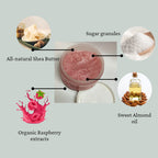 Raspberry Lip Care Set, Lip Scrub with Shea Butter and Cocoa Butter, Lip Balm