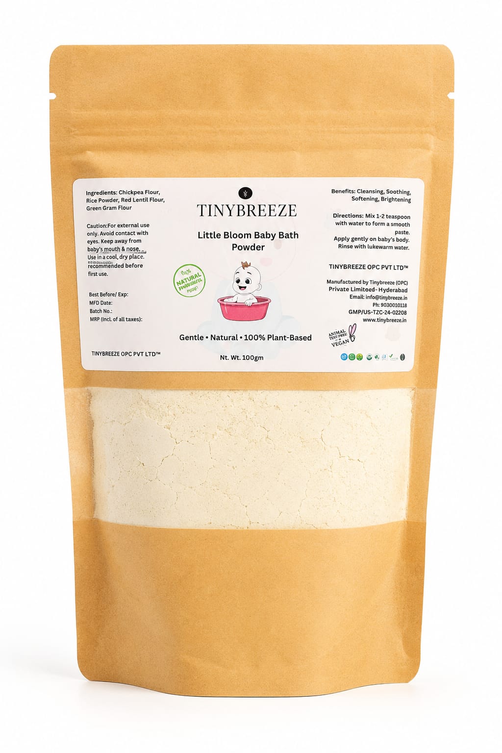 TinyBreeze Little Bloom Baby Bath Powder Gentle Herbal Bath Powder for Babies | Natural Daily Cleansing Care200gm
