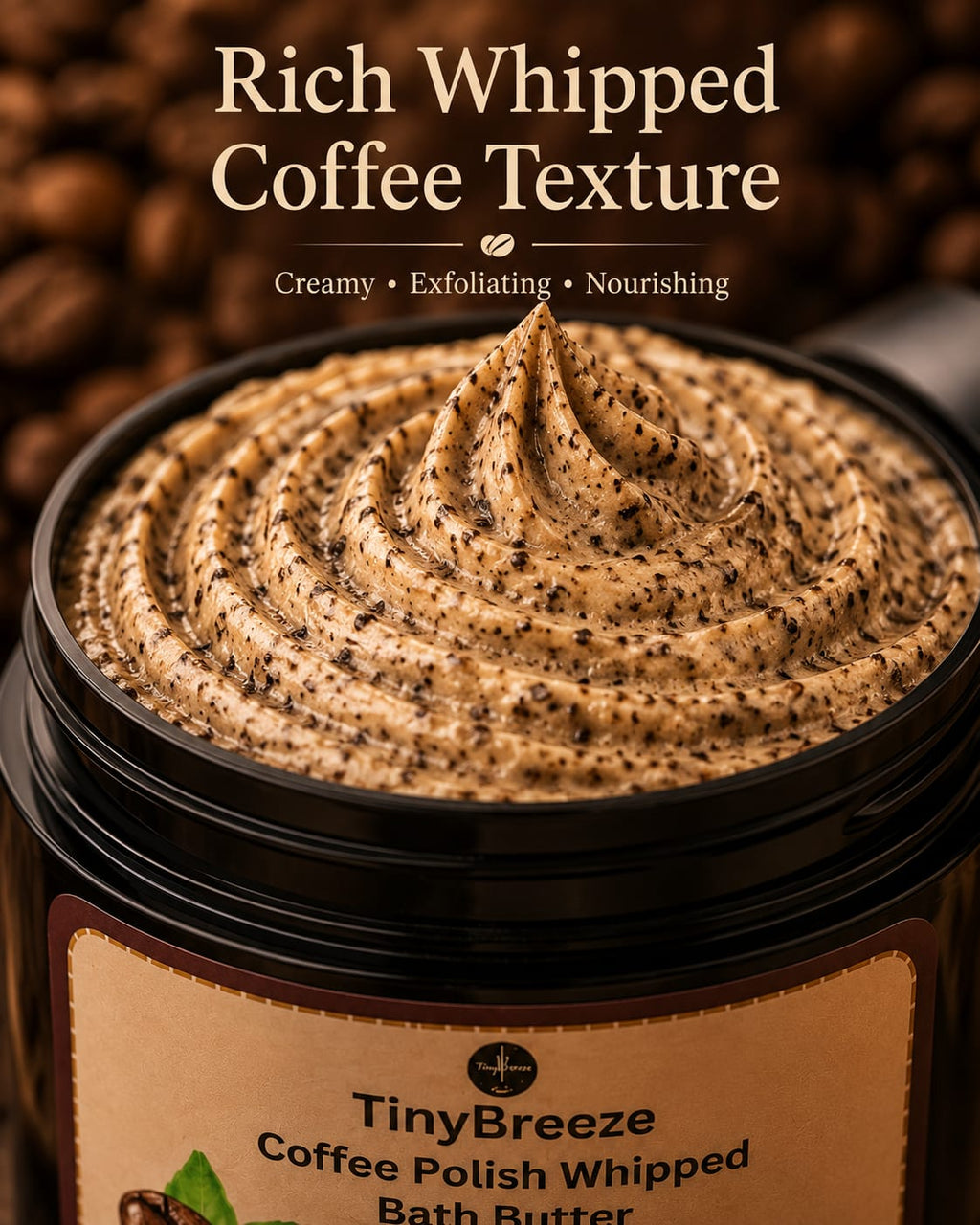 TinyBreeze Coffee Polish Whipped Bath Butter - 200gm |Luxury Coffee Body Polish for Smooth, Soft & Glowing Skin