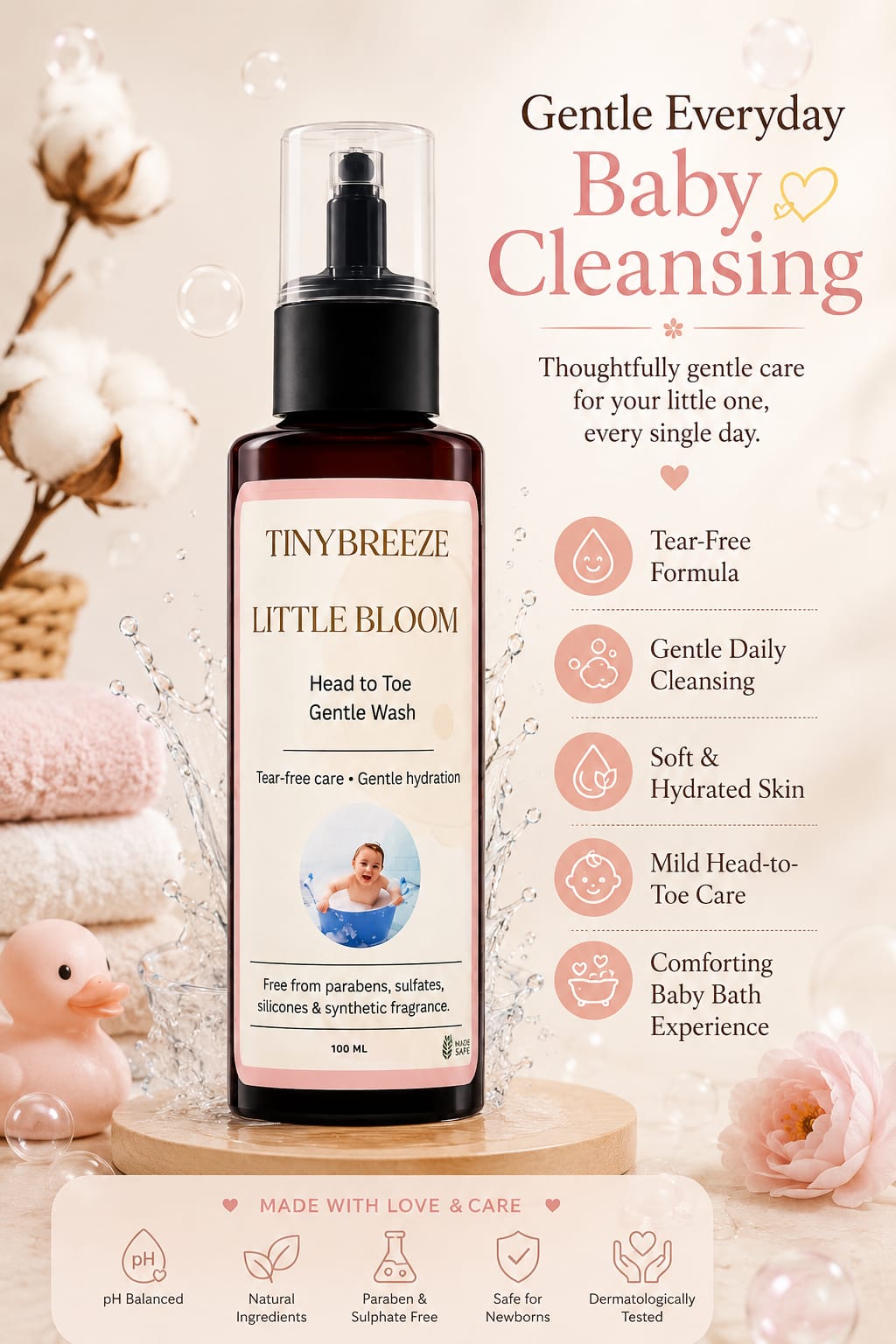 Little Bloom Baby Head to Toe Wash 100 ml - Pack of 3