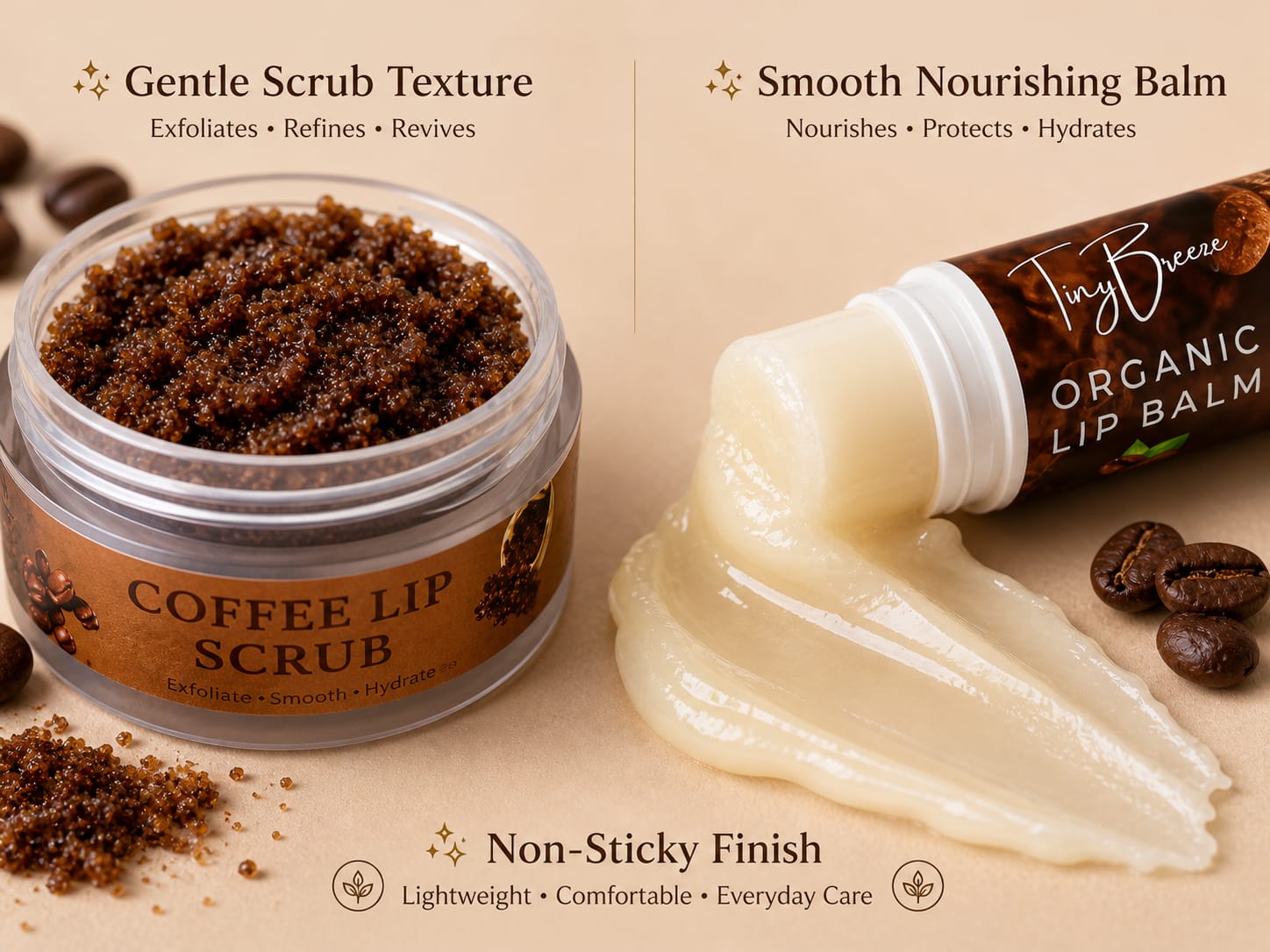 Coffee Lip Care Set- Arabica Coffee Lip Scrub & Organic Lip Balm