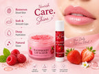 Raspberry Lip Care Set, Lip Scrub with Shea Butter and Cocoa Butter, Lip Balm
