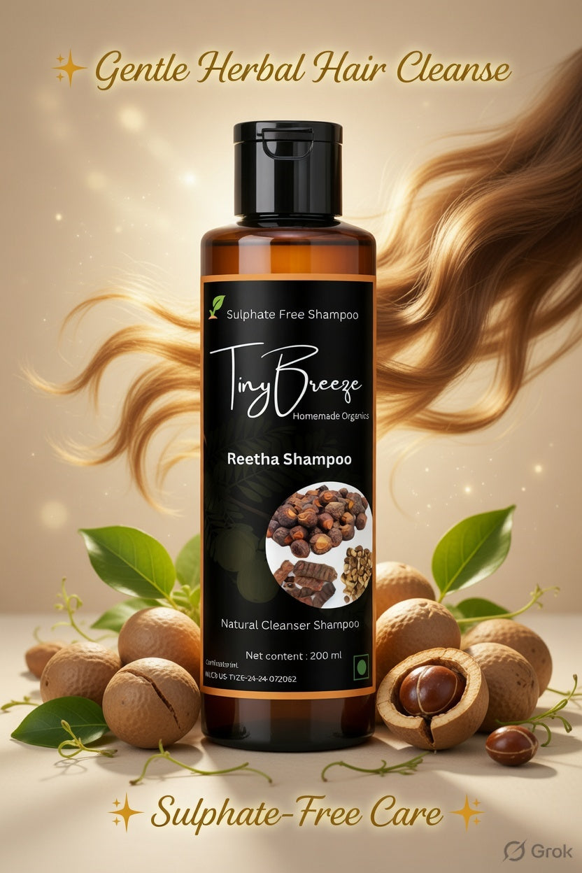 Reetha Natural Hair Shampoo, 200 ml, For Thick and Black Hair, All Hair Types