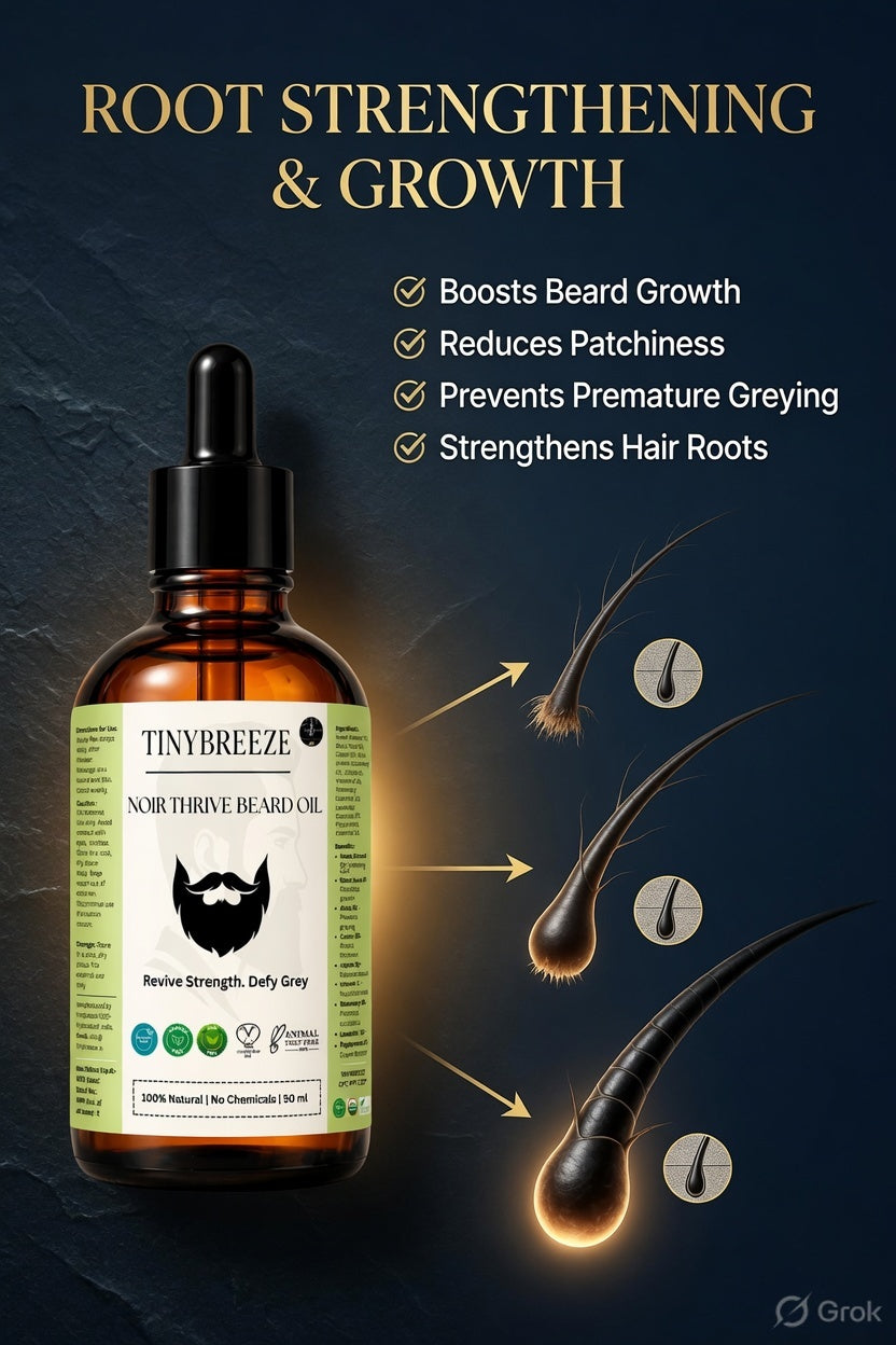 NoirThrive™ Beard Oil for Men – Growth | Thickness | Anti-Greying | Natural Conditioning – 50 ml | Paraben-Free | Cruelty-Free