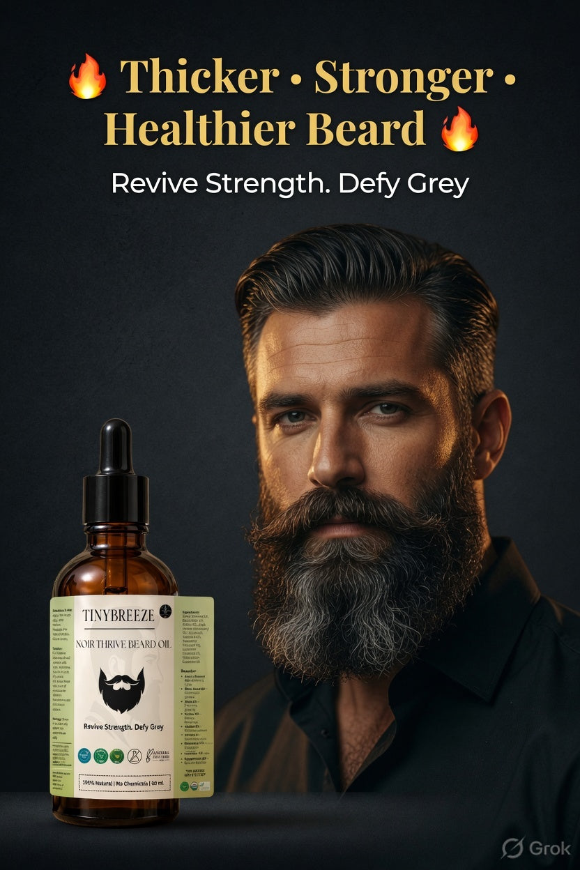 NoirThrive™ Beard Oil for Men – Growth | Thickness | Anti-Greying | Natural Conditioning – 50 ml | Paraben-Free | Cruelty-Free