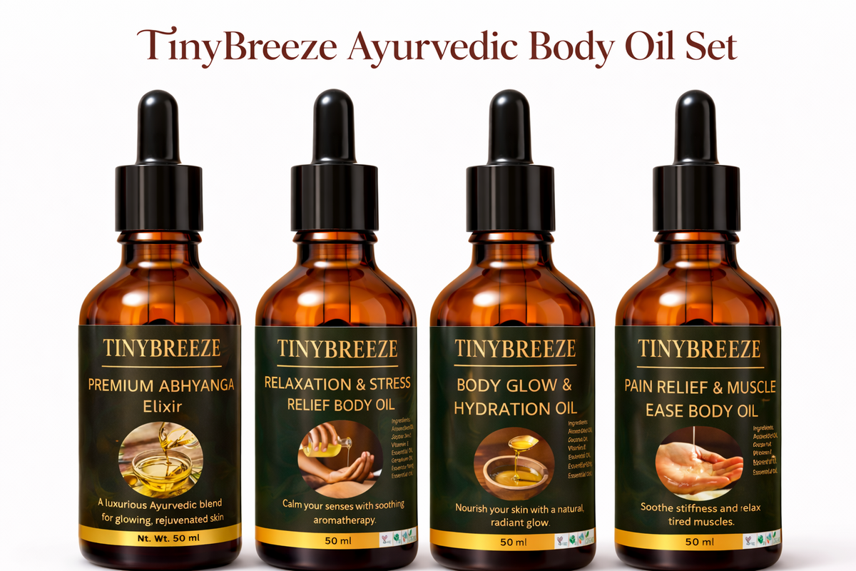 Ayurvedic Body Oil Set | Abhyanga Massage, Relaxation, Glow, Muscle Relief
